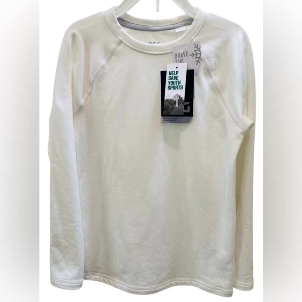NWT Dick’s Sporting Good Girl’s White Long Sleeved Crew Neck Tee—Size S(8-9)